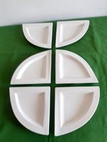 4 "New Wave" Viertelkreis Teller weiss gebraucht