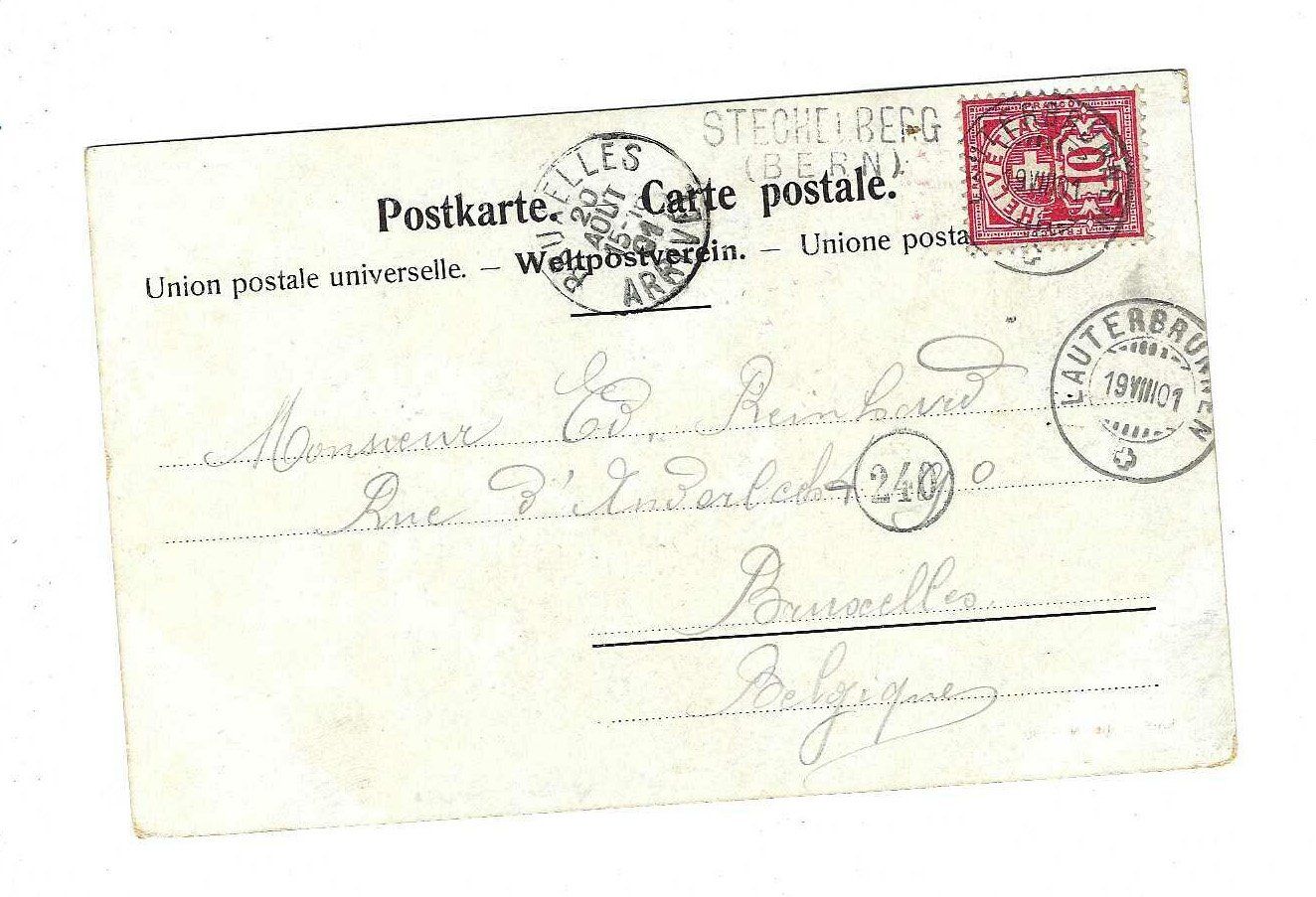Tutti i francobolli: Stabstempel Stechelberg (Bern) 1901 g5 – Usato da Aarau venduto da fussball-fussball