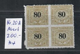 1915: Eisenbahnmarken SBK. Nr.20A 4er Block Abart **