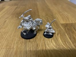 Zinnfiguren Krieger mit Pferd und stehend neu unbemalt