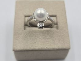 Ring Silber 925 Süsswasserperle Zirkonia Gr. 52