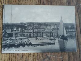 Alte PK / Zürich - Uferstudie Gelaufen 1922