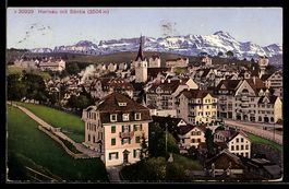 AK Herisau, Ortsansicht gegen Säntis
