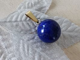 18Kt. GG Anhänger, grosse Lapislazuli Kugel, TOP Qualität