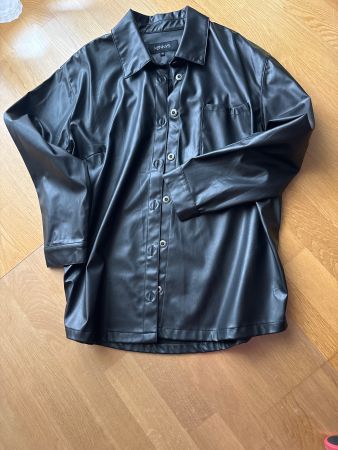Hemdjacke Kenzo Kunstleder schwarz neuwertig