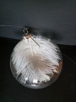 Glas Kugel mit Feder 12 cm Federkugel