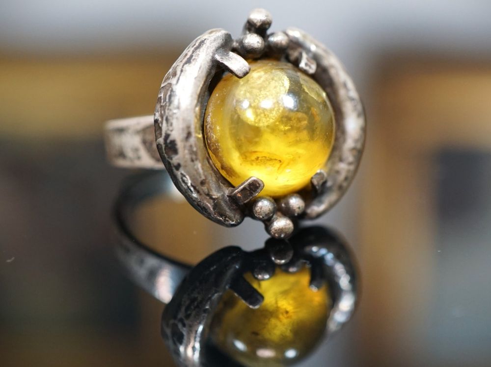 Amber Kette Bernstein Ring Aus 925er Sterlingsilber – Handgefertigt, Alle Größen, Ostsee-Bernstein Bernstein Ringe 925 Silber