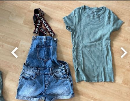 Latzhose kurz und Shirt Gr. S(XS)