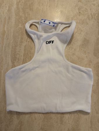 Off-White Rib Crop Top – Grösse M | Neuwertig