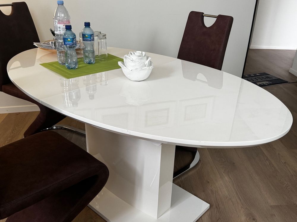 Schoene Esstisch Oval Weiss Hochglanz Ausziehbar Und Bewertung