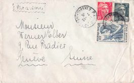 austaxierter FLUGPOST Paris-Geneve 1946 mit KRIEGSVIGNETTE