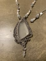 🌊 Collier bohème chic – Macramé & verre de mer 🧜🏻‍♀️