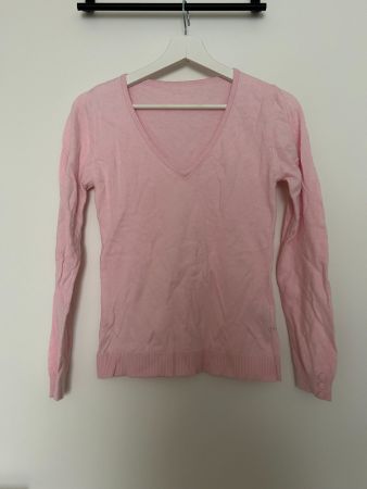 Rosa Pullover Kaschmir-Seiden V-Ausschnitt