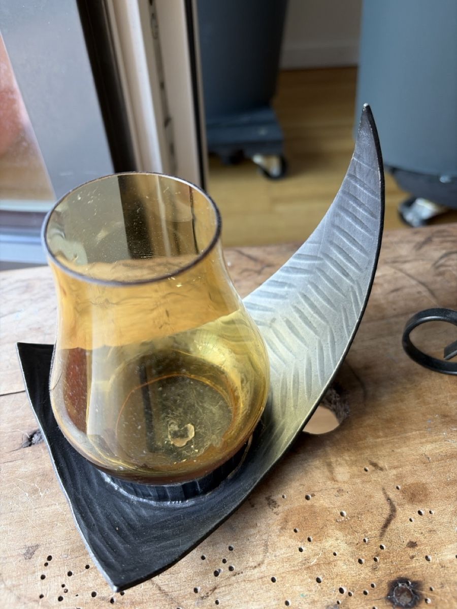 Tutte le decorazioni: Windlicht Glas bernsteinfarben Metallgestell Design 1 St – Usato da Herisau venduto da Camelia01 2