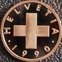 1 Rappen Schweiz 1990pp / aus Münzsatz / in einer Münzkapsel