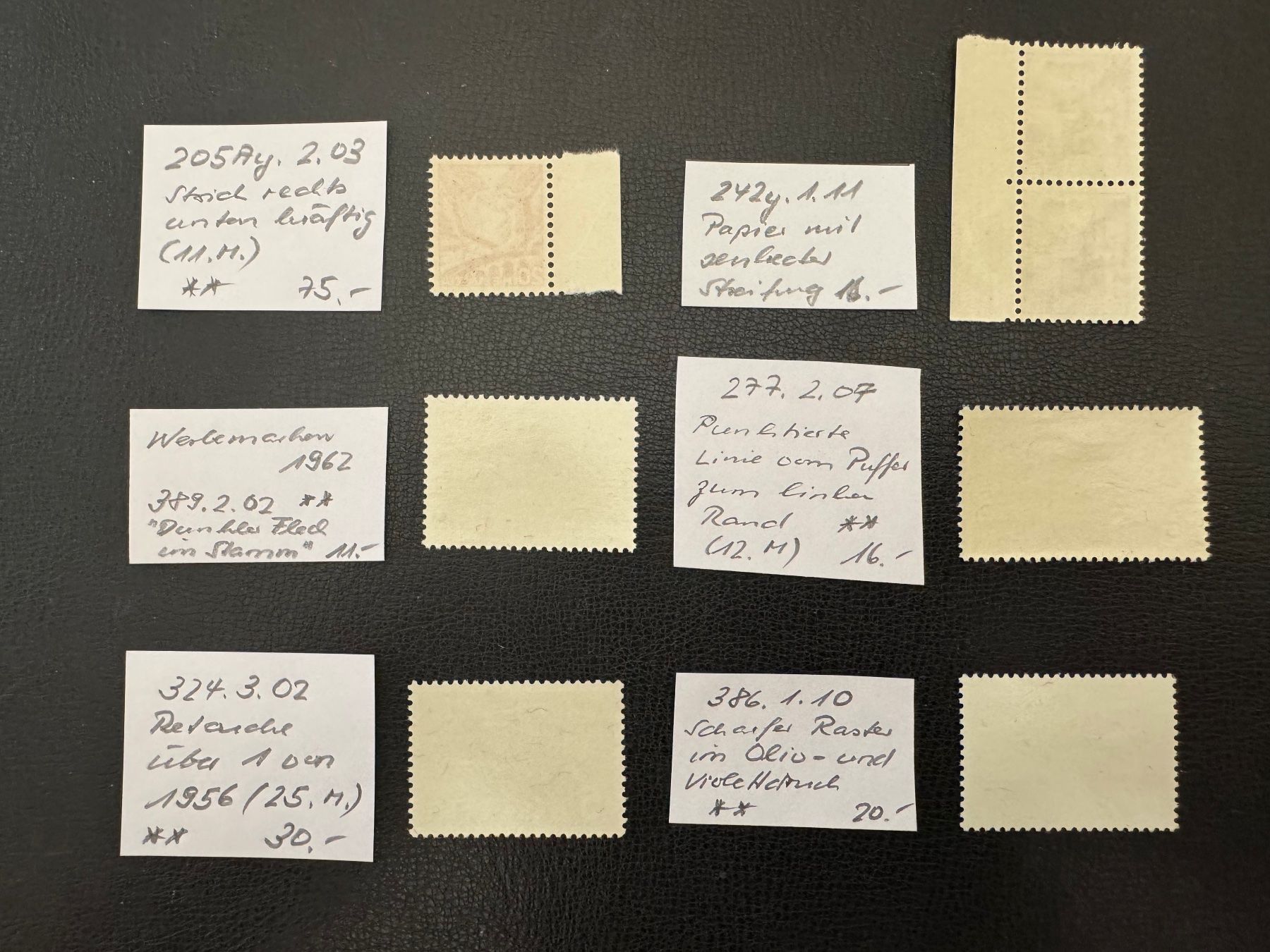 Alle Briefmarken: Freimarken, 6 ABARTEN, postfrisch – Neu (gemäss Beschreibung) aus Stallikon von HILDECH1 9