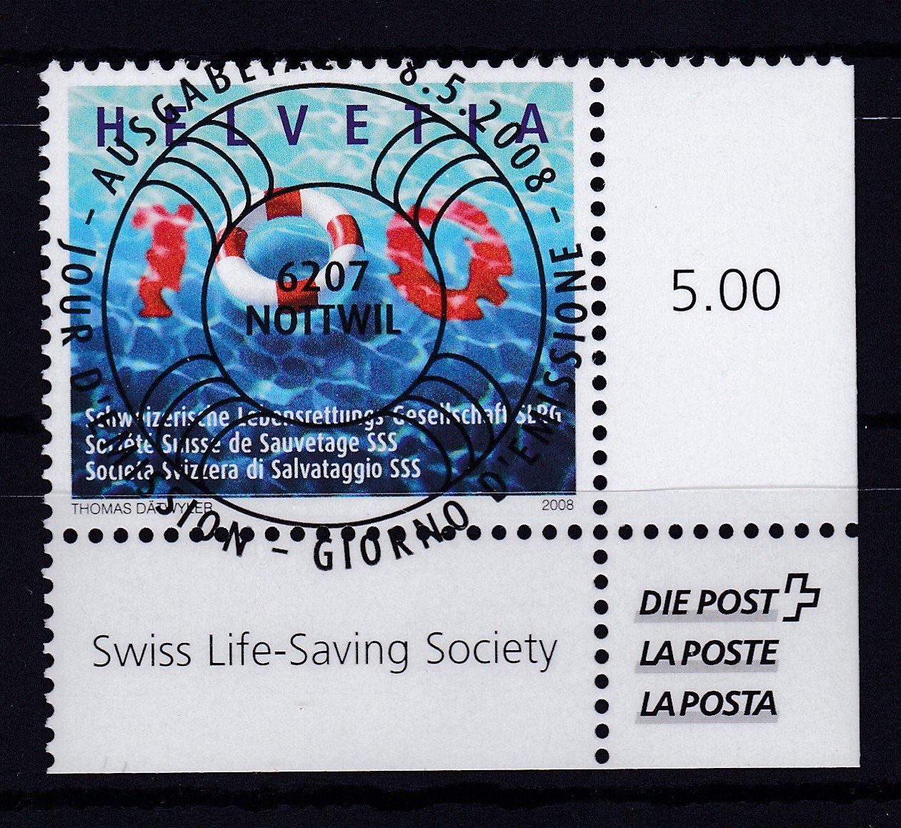 Tutti i francobolli: 2008, SCHWEIZERISCH LEBENSRETTUNG-GESELLSCHFT, ET-VOLLSTEMPE – Usato da Oberrieden venduto da Gebirgsstelze