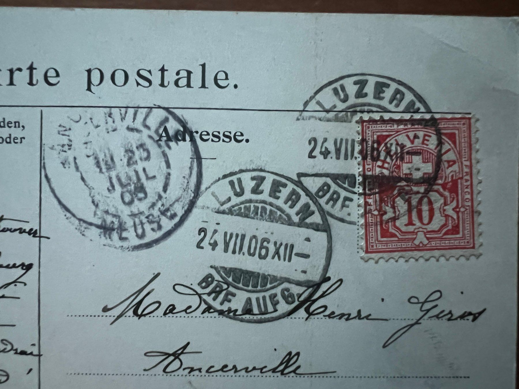 Cartoline postali: AK  1906 Luzern  (G2740) – Usato da Hinwil venduto da Sidi4 1