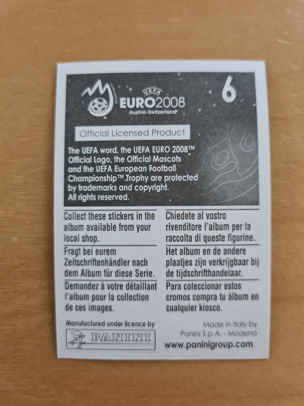 Panini Carte collezionabili: Panini UEFA EURO 2008 Nr. 6 Wien – Usato da Oberwil BL venduto da Spieltopia 1