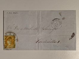 Spanien 1862, Briefumschlag, Santander 4.Jun. 1862, top