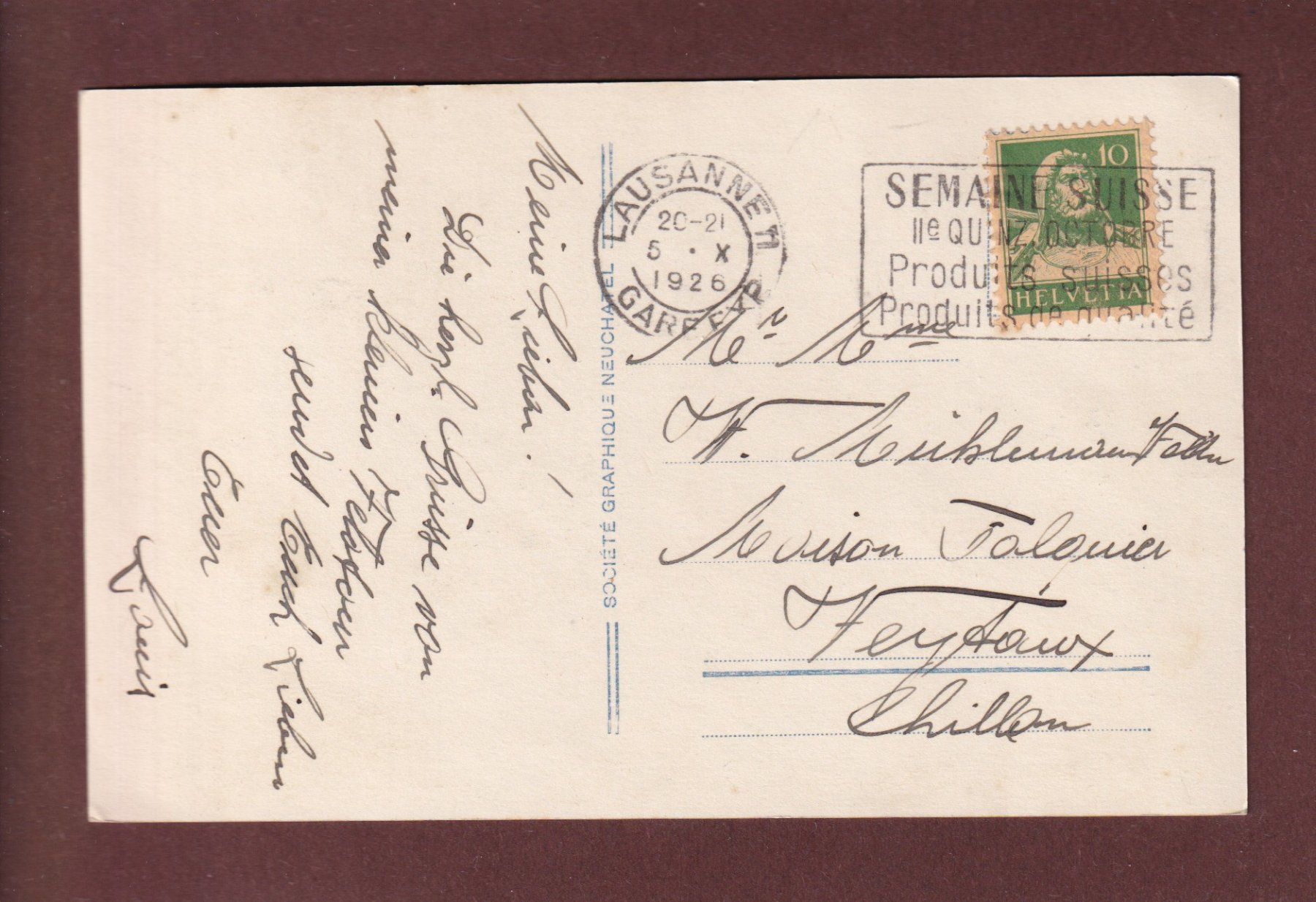 Ansichtskarten: LAUSANNE - Grand Pont - Tram - 1926 – Gebraucht aus Pully von nicecards 1