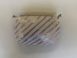 Handtasche, Mäppchen, Clutch, weiss - gold