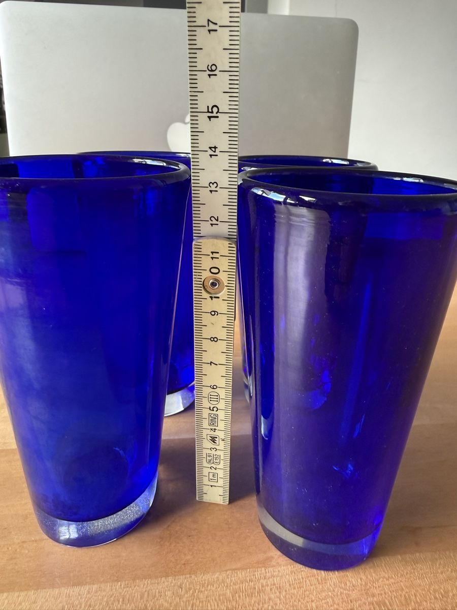 Bicchieri: 4er Set: Blaue Glaser, Sommer Drinks, Cocktail, Vintage – Usato da Mettmenstetten venduto da _4_YOU_ 2