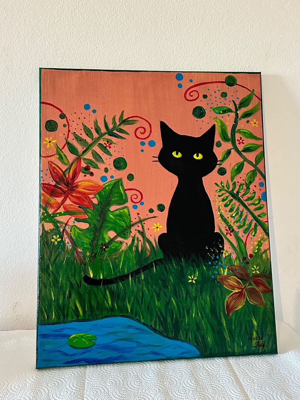 Dipinti: Peinture sur toile chat noir – Nuovo (secondo la descrizione) da marnand venduto da kel_6mxl