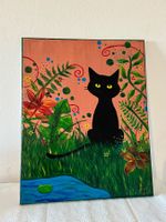 Peinture sur toile chat noir
