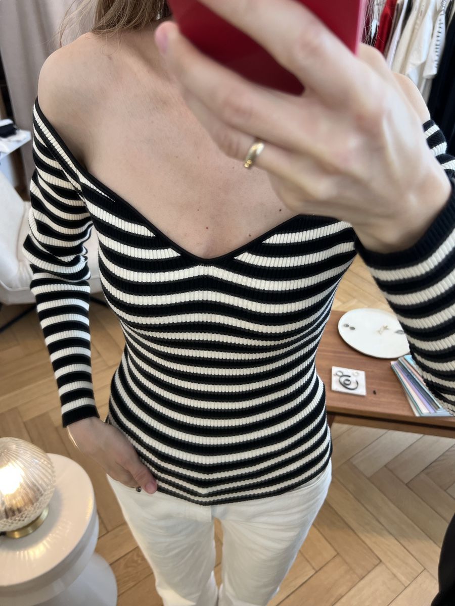 Ba&Sh Top: Bash Paris striped off-shoulder long-sleeve top – Usato da Goldau venduto da Kseniya123 1