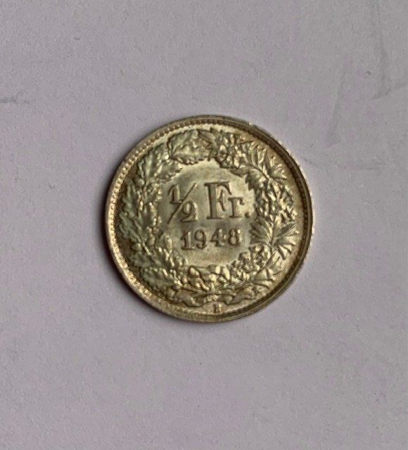 Tutti le monete: 50 Rappen 1948 - Silber - Schweiz – Usato da Zürich venduto da Apache4 2