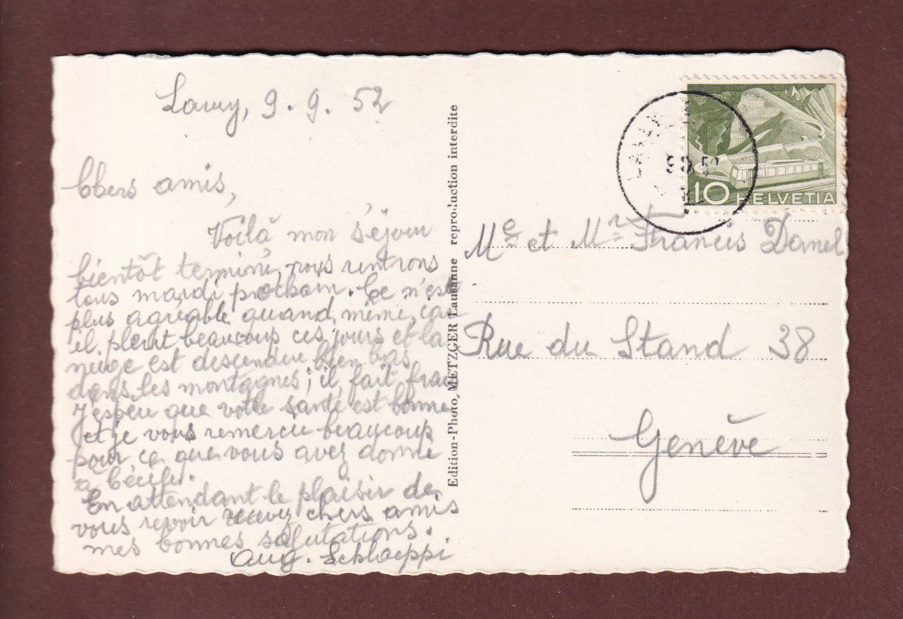 Cartoline postali: LAVEY-LES-BAINS - La Source - 1952 – Usato da Pully venduto da nicecards 1