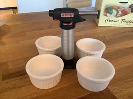 Crème brûlée Set A-HOT, neuwertig mit 4 Förmli, OVP