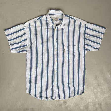 Armani Vintage Hemd Gestreift Weiss Blau