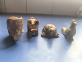 4 Tiere Figuren aus echtem Edelstein