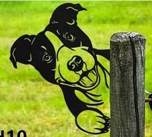 Lustiger Hund aus Metall (Zaun Deko)