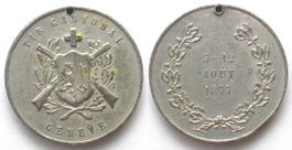 GENÈVE 1877 TIR CANTONAL Medaille etain 32mm