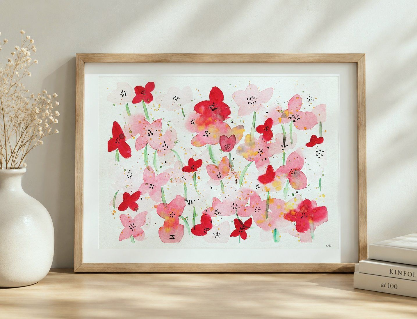 Foto & Immagini: Aquarell Print Blumen rot - A4 – Nuovo (secondo la descrizione) da Basel venduto da Kunterbunt12