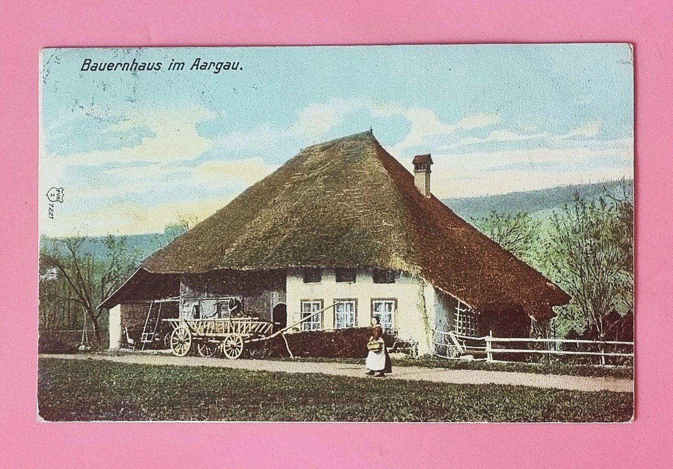 Cartoline postali: Bauernhaus im Aargau - Strohdach - Post Stein - 1925 – Usato da Rothrist venduto da RROENK