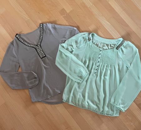 2 Chiffon Blusen / Grösse 40/42 / Applikationen / neuwertig!