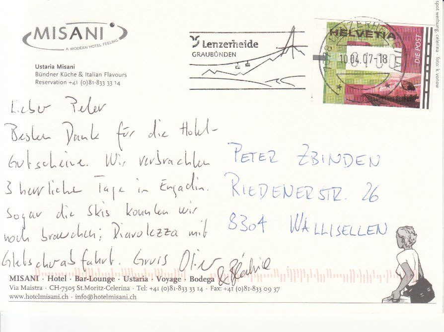 Cartes postales: St. Moritz Misani 2007 – D'occasion à Bürglen TG par StampGraf 1