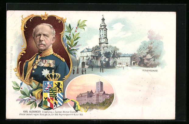 Cartoline postali: Litho Karl Alexander von Sachsen-Weimar- – Usato da Berlin venduto da bartko-reher