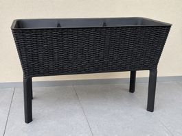 Hochbeet in Rattan-Optik Anthrazit – 113 cm