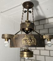 Antike Art-Deco Deckenlampe aus Kupfer , Messing um 1930