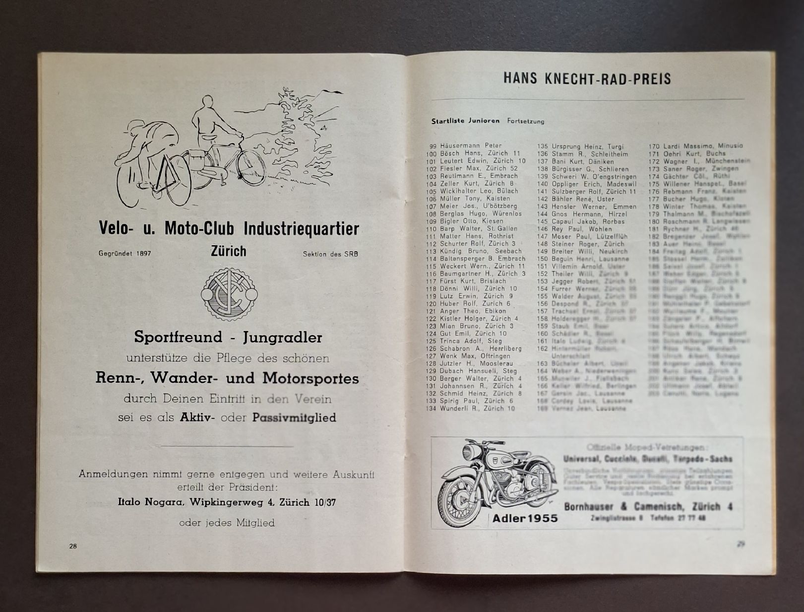 Riviste & Magazine: Vier Kantone Rundfahrt Programm 1955 guter Zustand – Usato da Siebnen venduto da Leissav 2