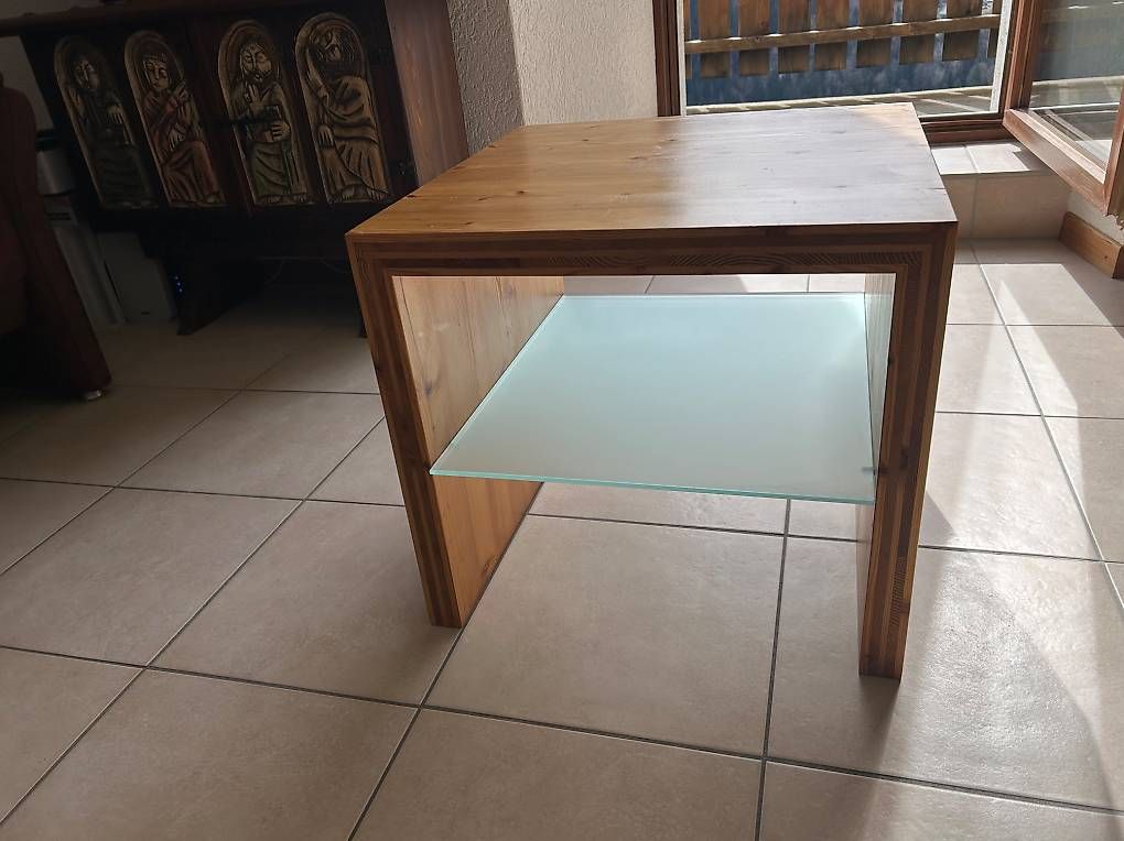 Tavoli: 2 tables en pin avec verre  – Usato da Colombier VD venduto da DENYSE01 1