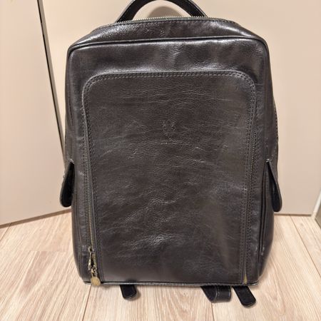 Elegante Leder-Rucksack schwarz, Leder. 
