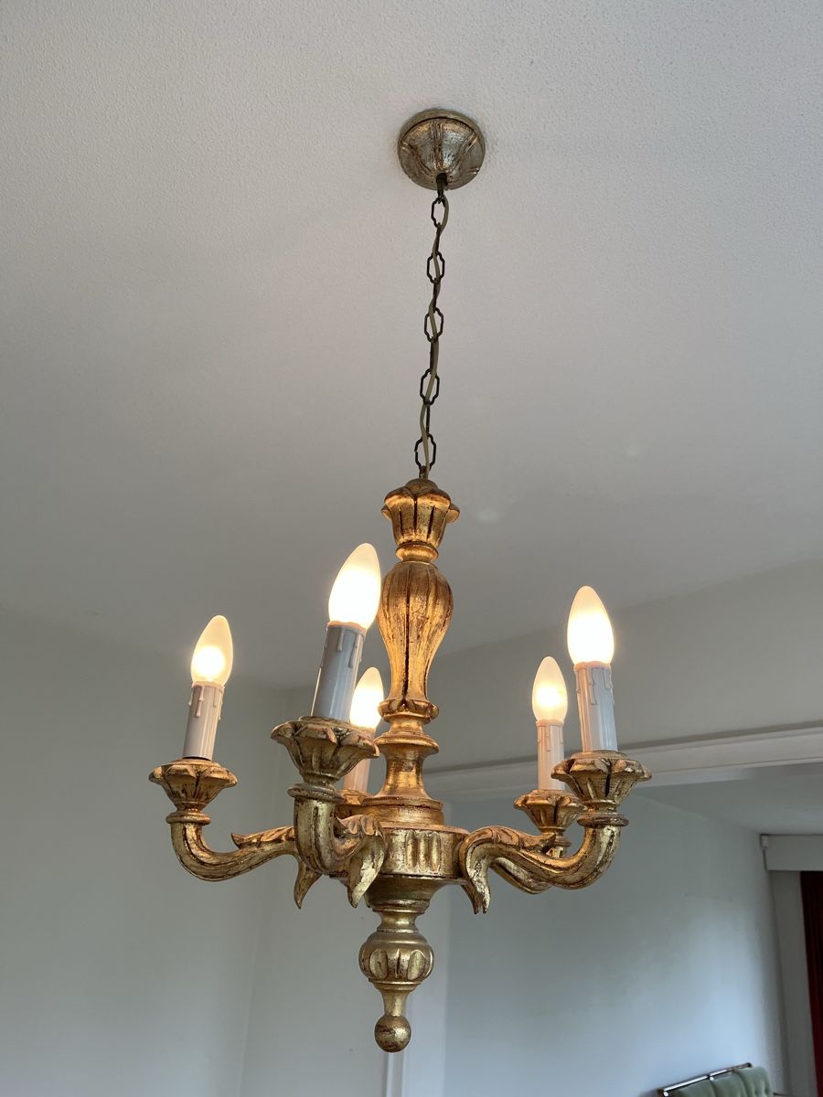 Lampadari & plafoniere: Lustre chandelier en bois 5 branches – Usato da Bern venduto da twende75 1