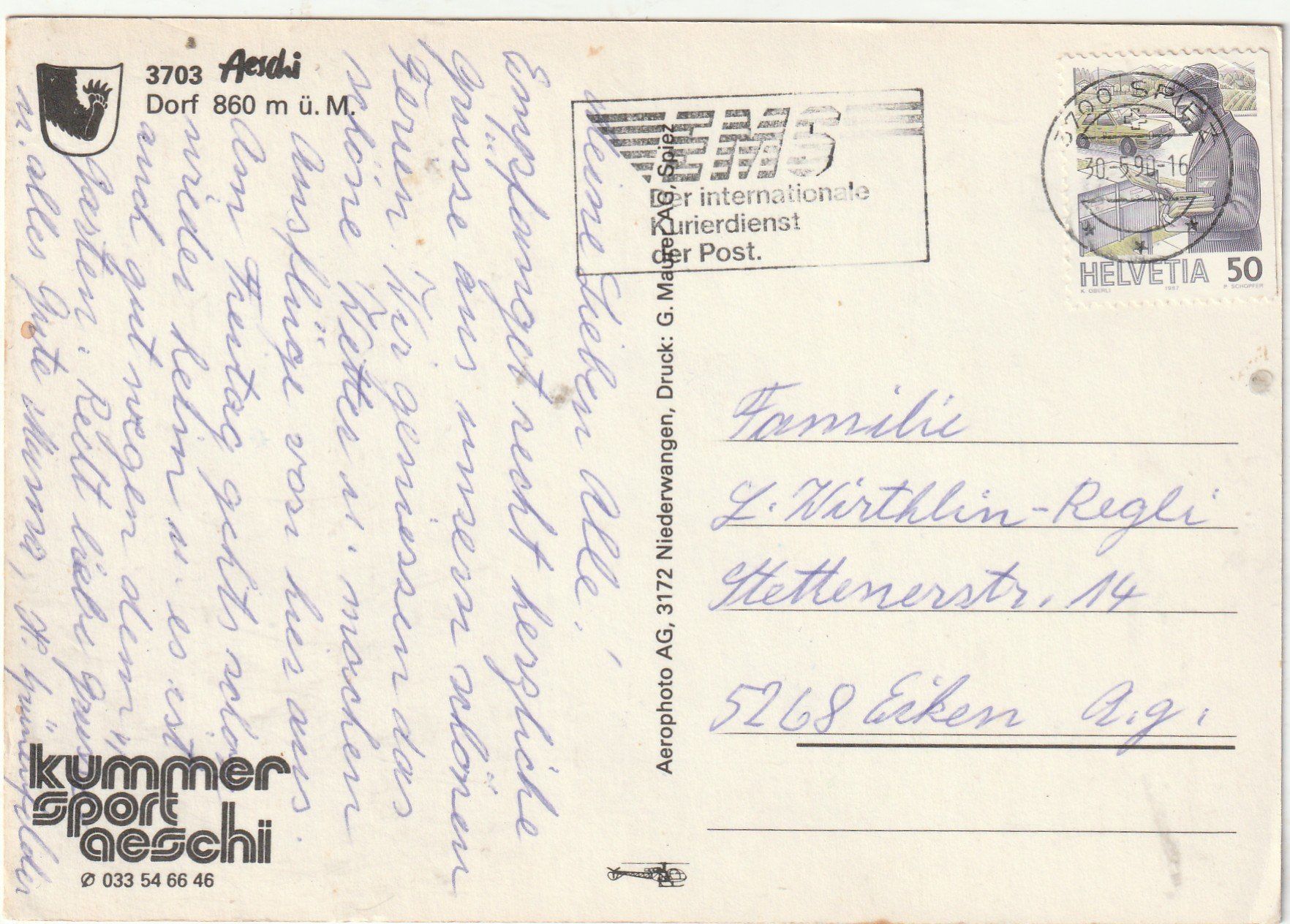 Cartes postales: Aeschi – D'occasion à Lumbrein par made02 1