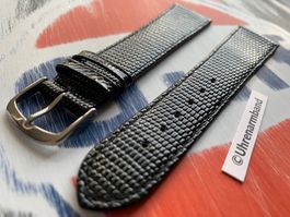 22mm Lederarmband schwarz, Uhrenarmband, bracelet de montre